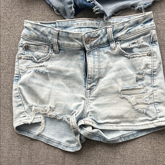 American Eagle Outfitters Women's Distressed Denim Shorts - Blue and Light Blue - Picture 3 of 7